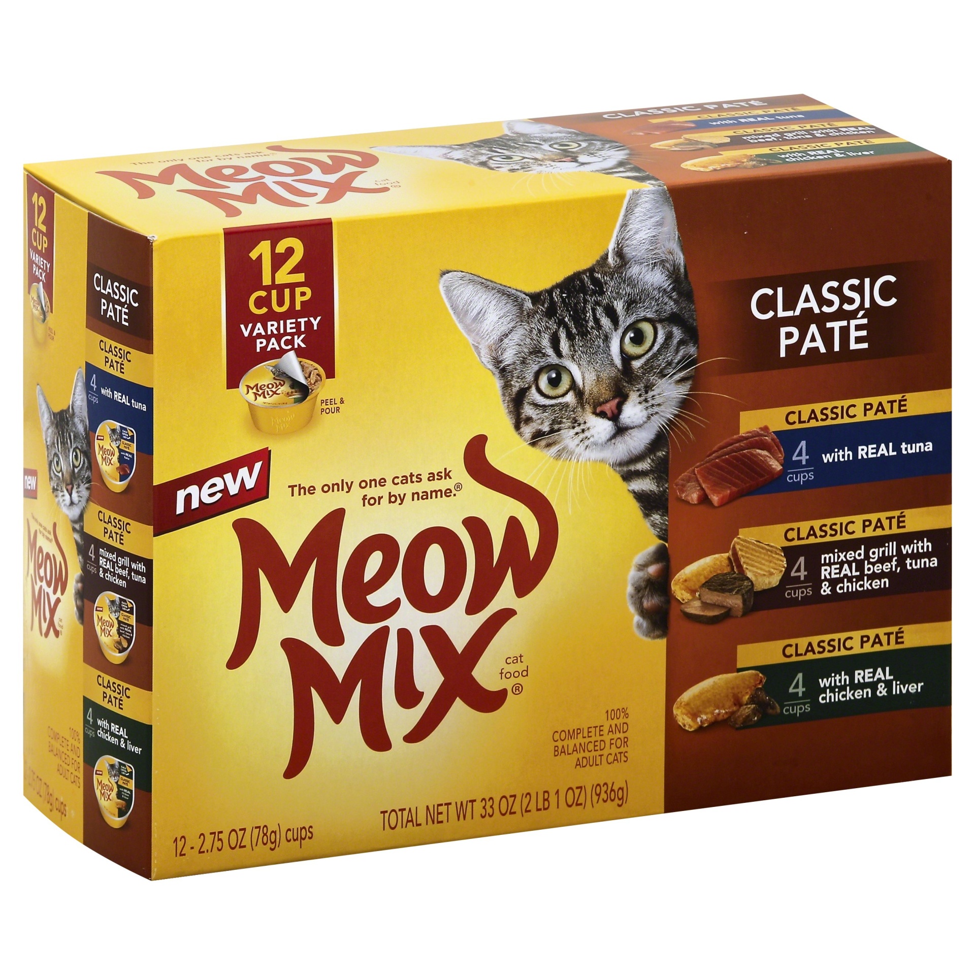 slide 1 of 5, Meow Mix Cat Food, Classic Pate Variety, 12 ct; 2.75 oz