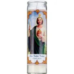 PRAYER CANDLE Star Novena Candle 8" White "San Judas"