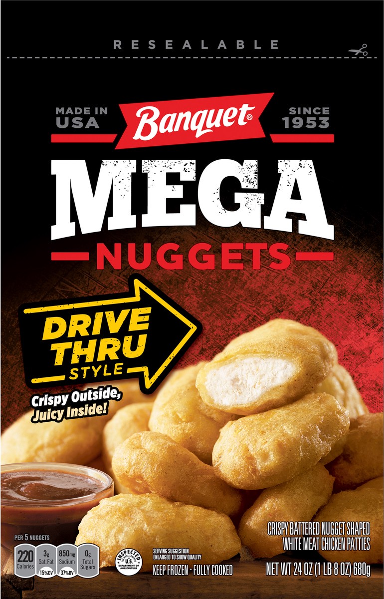 slide 8 of 9, Banquet Mega Nuggets, Drive Thru Style, 24 oz