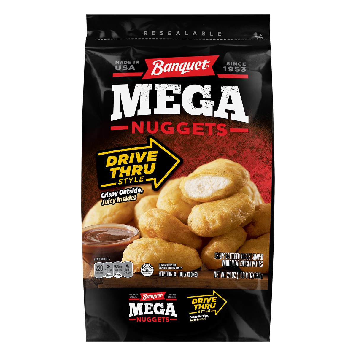 slide 1 of 9, Banquet Mega Nuggets, Drive Thru Style, 24 oz