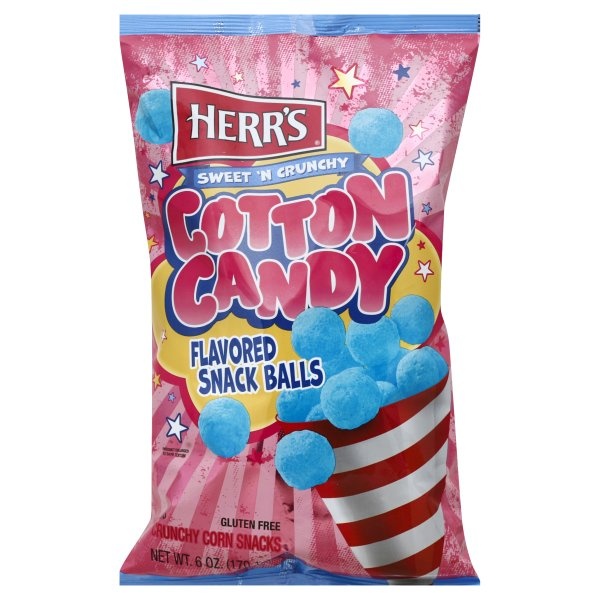 slide 1 of 1, Herr's Cotton Candy Flavored Snack Balls, 6 oz