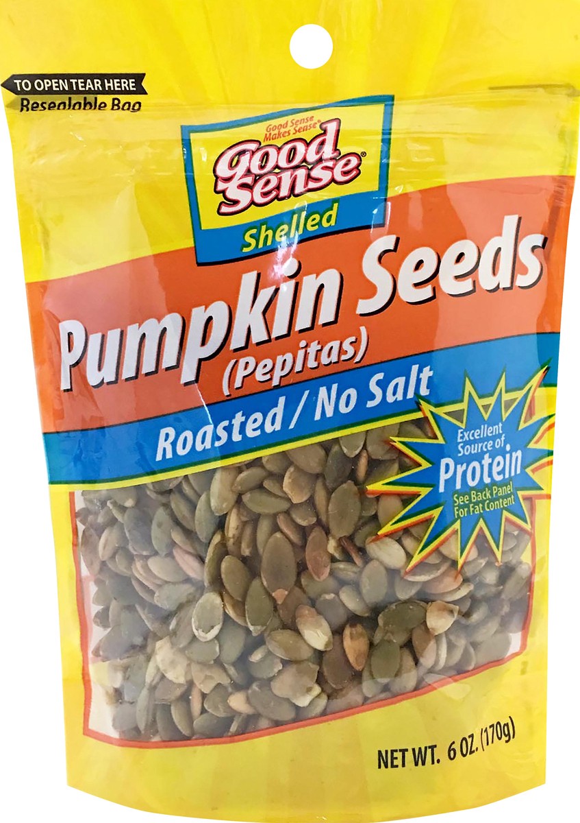 slide 1 of 6, Good Sense Shelled Roasted/ No Salt Pumpkin Seeds 6 oz, 6 oz