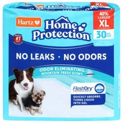 Hartz Home Protection Odor Eliminating Mountain Fresh Scent XL Dog Pads 30 Each