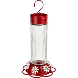 Nature's Way Ribbed Rose Glass Hummingbird Feeder, 28 oz