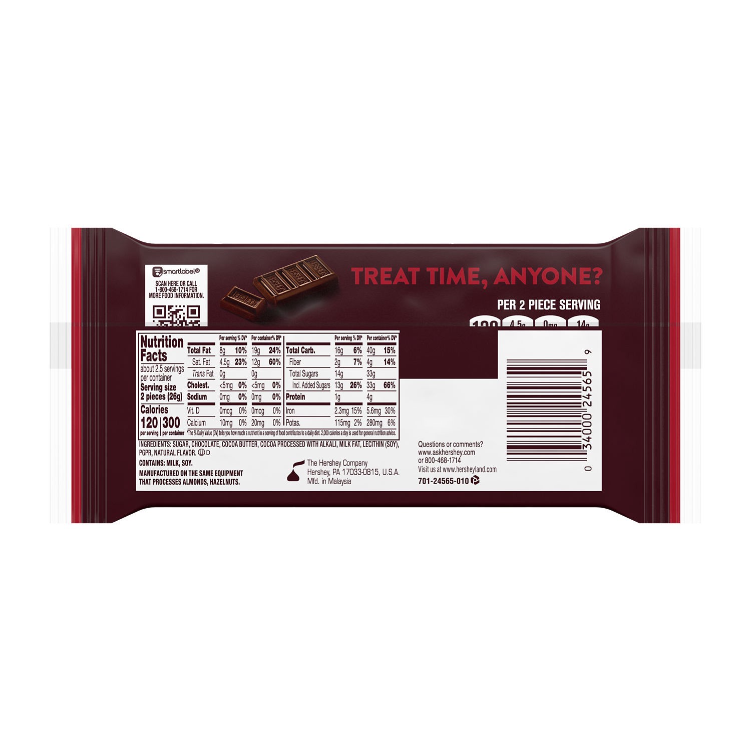 slide 4 of 4, Hershey's SPECIAL DARK Mildly Sweet Chocolate Snack Size, Candy Bars, 0.45 oz (5 Count), 0.45 oz