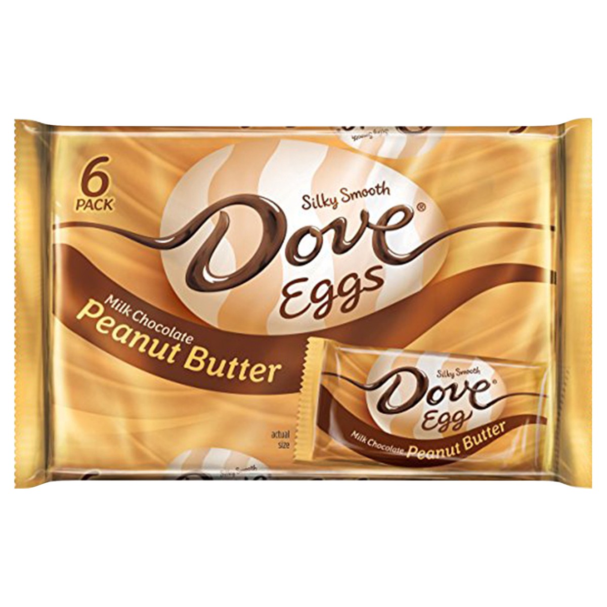 slide 1 of 3, DOVE Easter Peanut Butter & Milk Chocolate Singles Size Candy Eggs 1-Ounce Bar 6-Count Pack, 6 oz