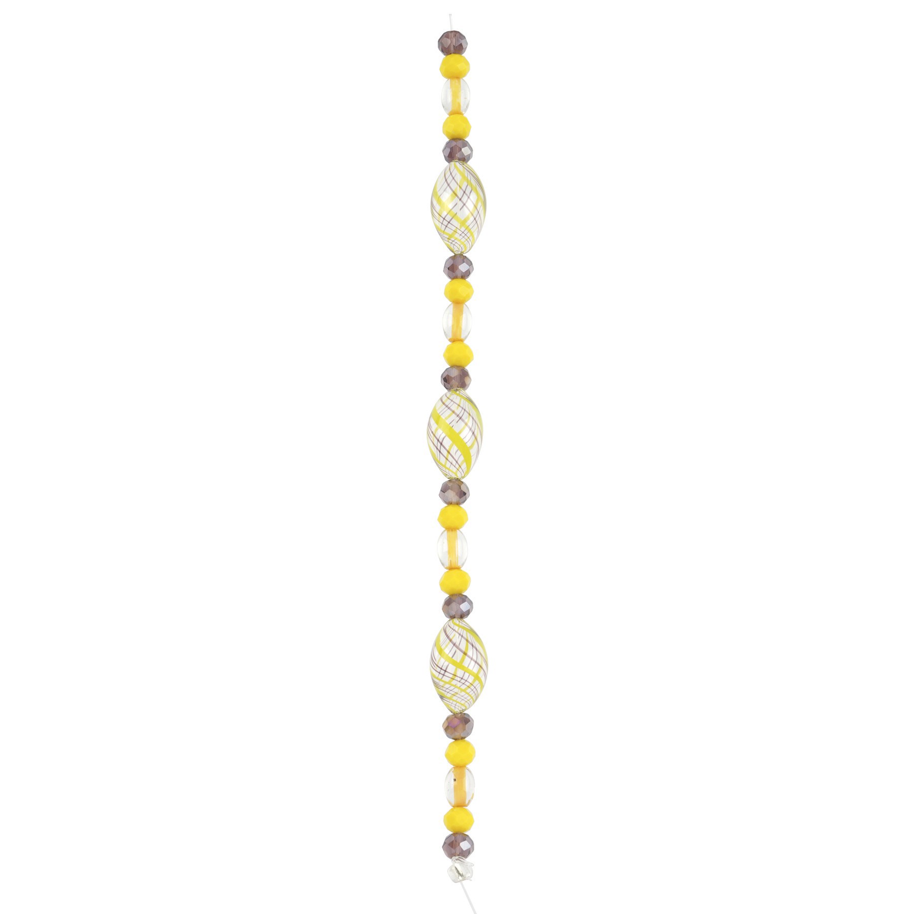 slide 2 of 3, Yellow Lampwork Glass Stripe Oval Beads By Bead Landing, 15mm-19mm