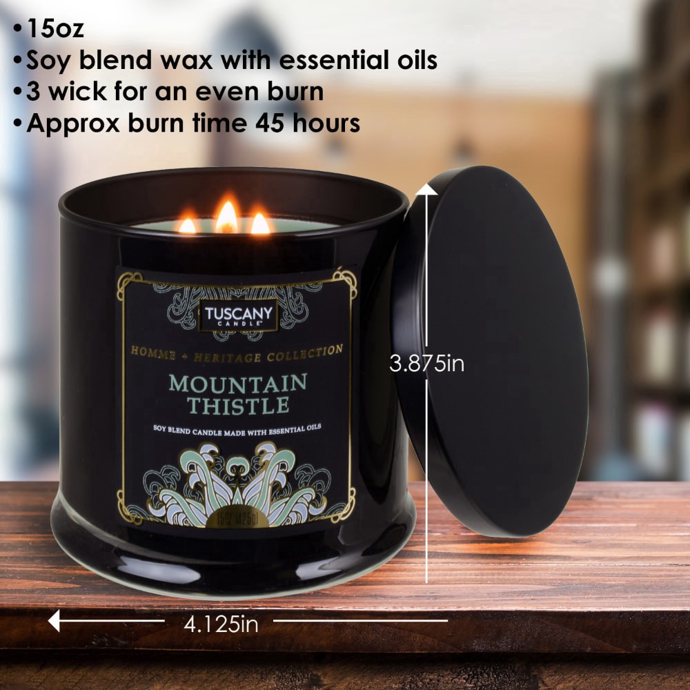 slide 2 of 3, Tuscany Candle Homme + Heritage Collection Soy Candle, Mountain Thistle, 15 oz