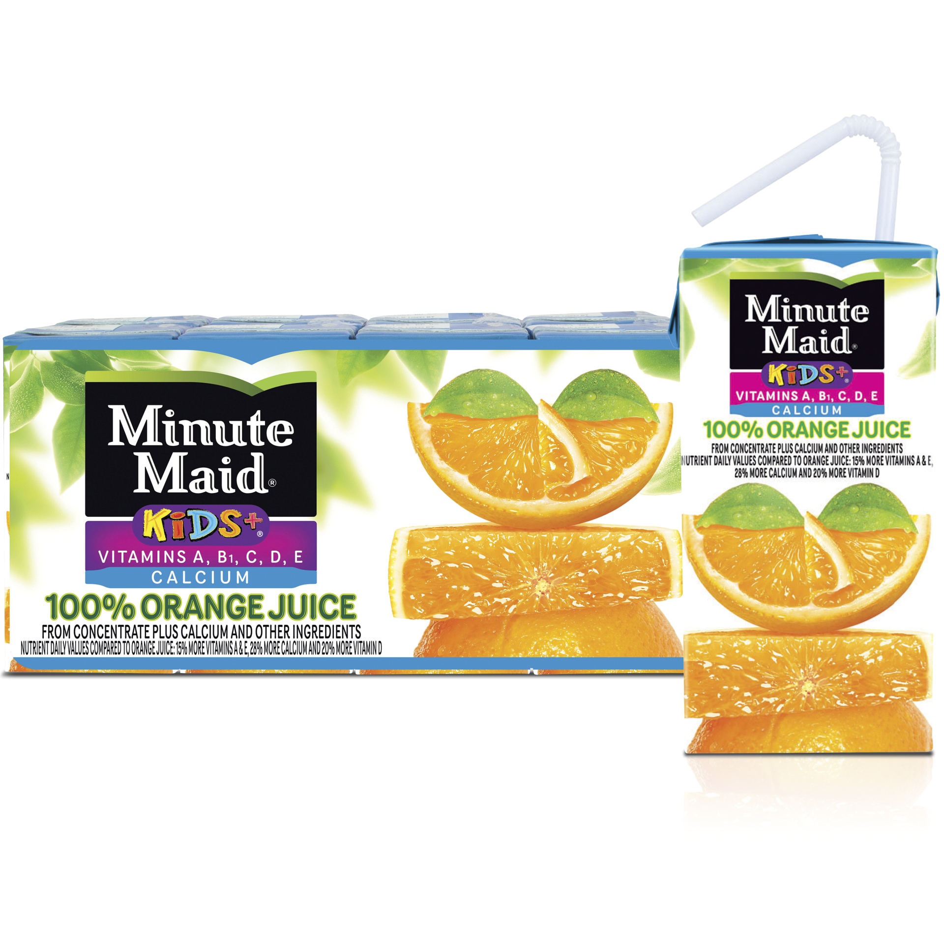 slide 1 of 1, Minute Maid Kids+ 100% Orange Juice With Calcium, 10 ct; 5.9 fl oz