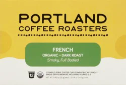 Portland Coffee Roaster Organic Dark Roast Single Serve Cups French Coffee - 12 ct