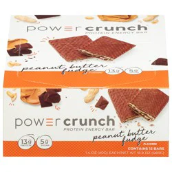 Power Crunch Peanut Butter Fudge Flavored Protein Energy Bar 12 - 1.4 oz Bars