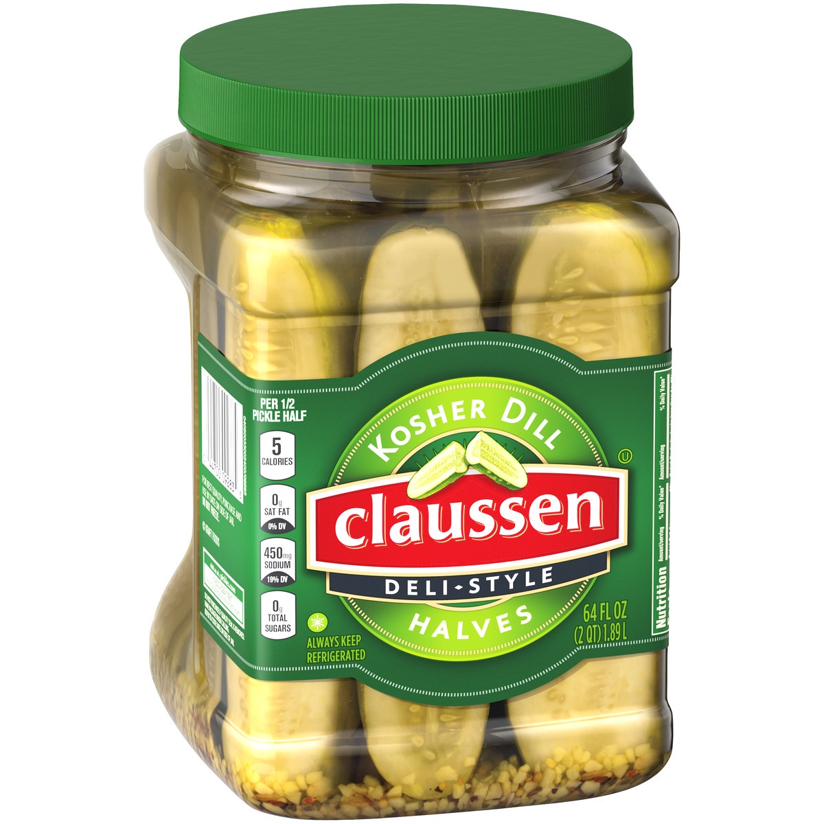 slide 11 of 14, Claussen Kosher Dill Pickle Halves, 64 fl. oz. Container, 64 fl oz