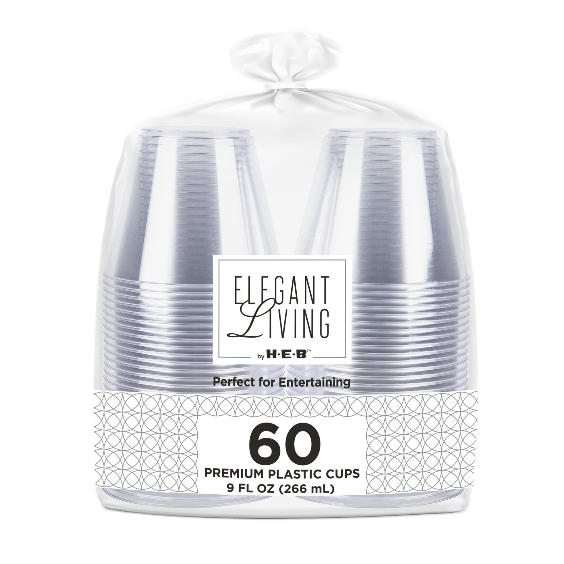 slide 1 of 1, H-E-B Elegant Living Premium 9 oz ClearCups, 60 ct