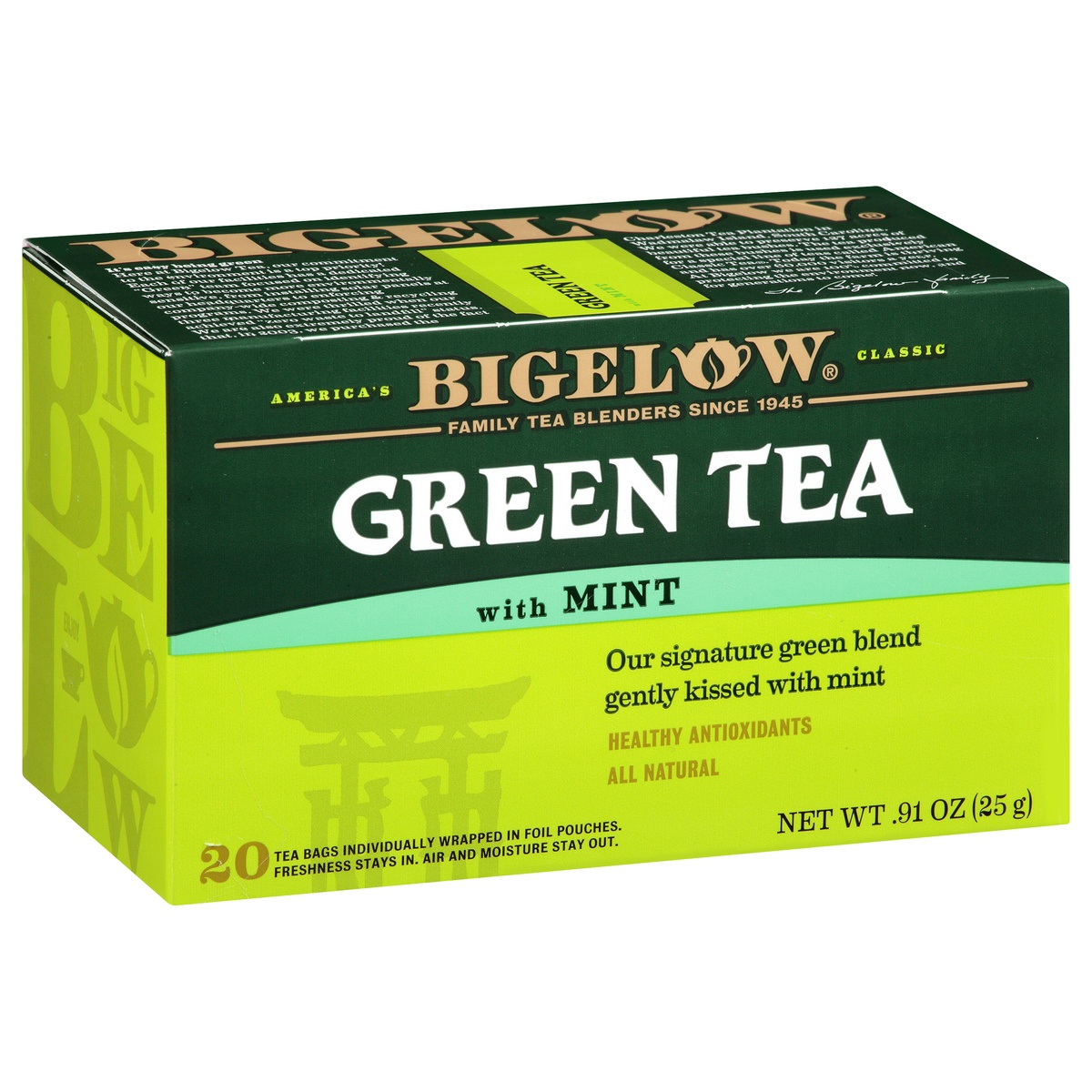 slide 2 of 9, Bigelow Green Tea With Mint Tea, 20 ct