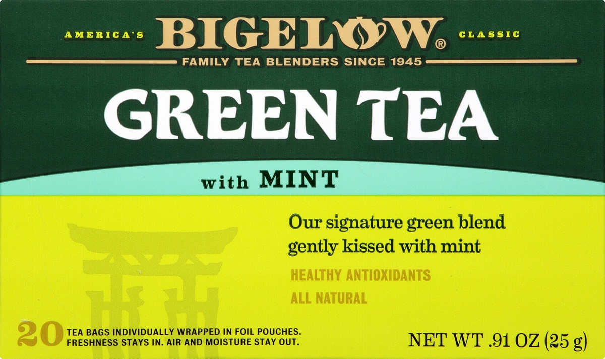 slide 8 of 9, Bigelow Green Tea With Mint Tea, 20 ct