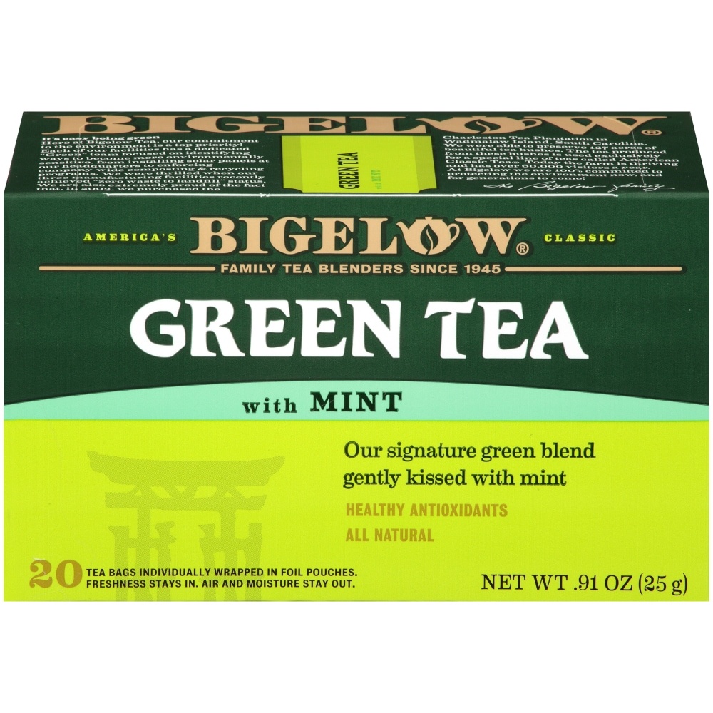 slide 1 of 9, Bigelow Green Tea With Mint Tea, 20 ct