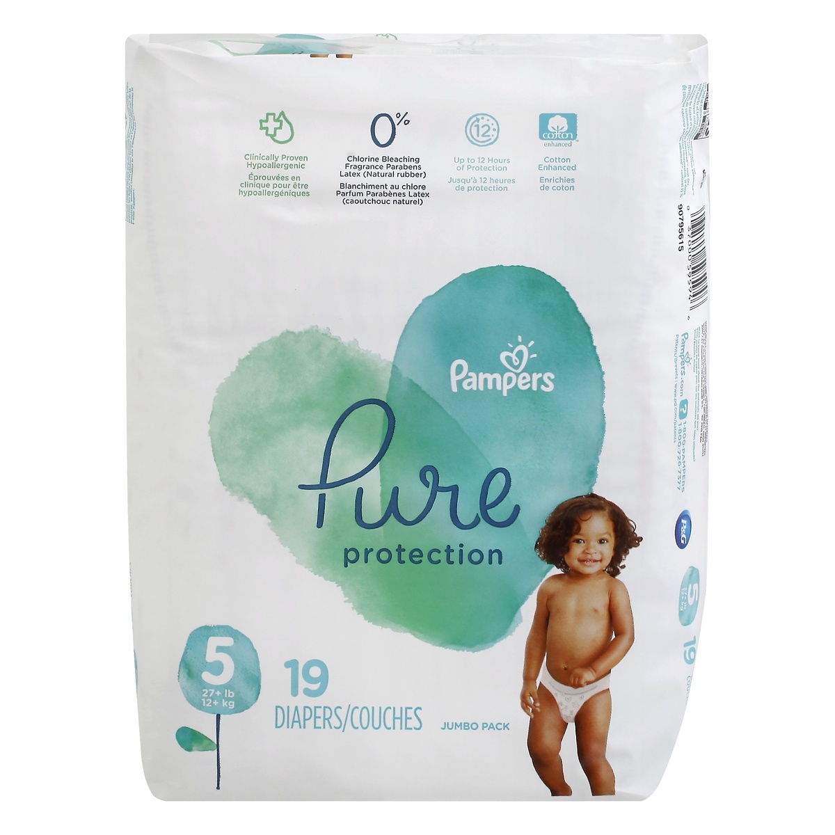 slide 1 of 1, Pampers Pure Protection Size 5 Diapers Mega Pack, 19 ct