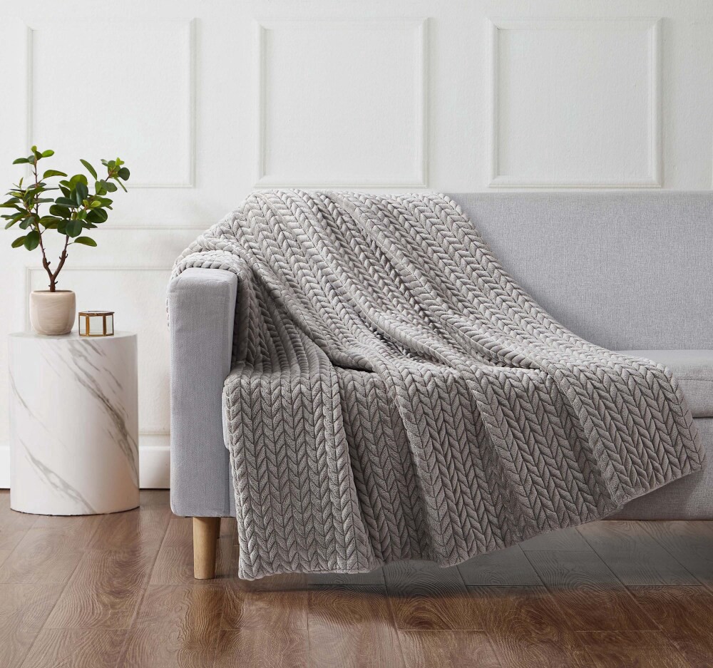 slide 3 of 3, HD Designs® Herringbone Plush Throw Blanket - Green, 1 ct