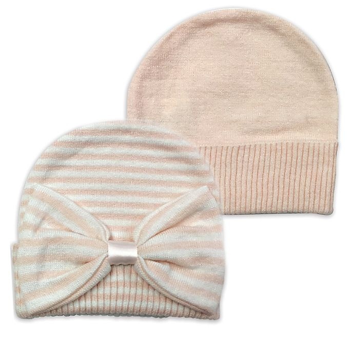 slide 1 of 3, NYGB Striped and Solid Knit Hats - Pink, 2 ct