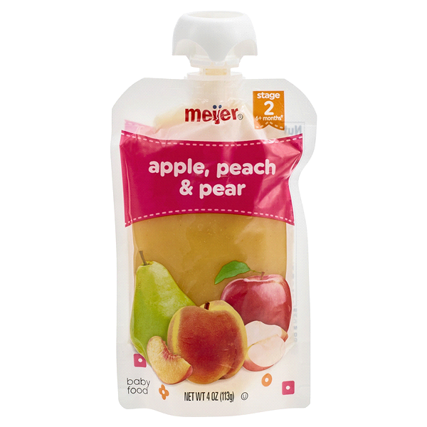 slide 1 of 1, Meijer Apple Peach Pear Baby Food Pouch, 4 oz