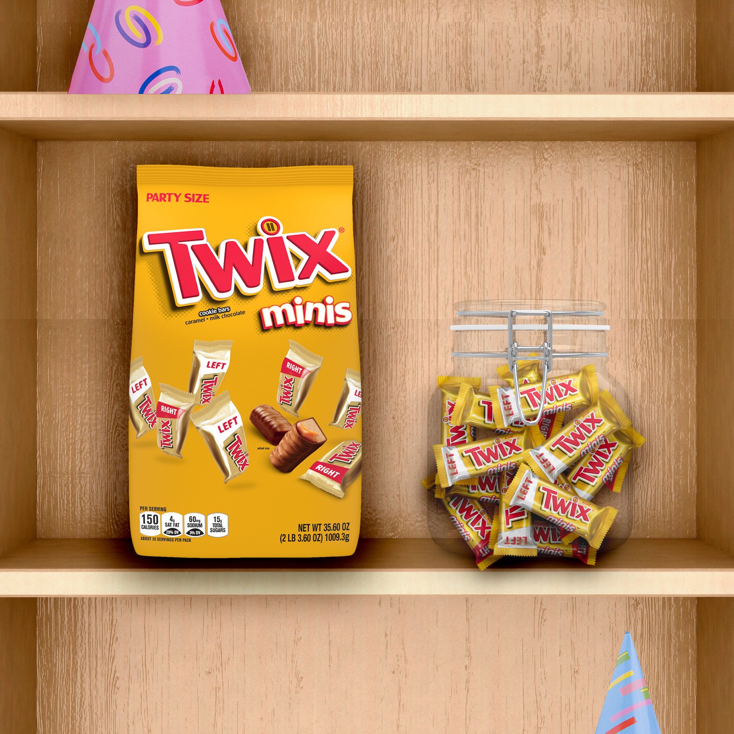 slide 5 of 8, TWIX Caramel Minis Size Chocolate Cookie Bar Candy Bag, , 95 pieces - 35.6 oz, 35.6 oz