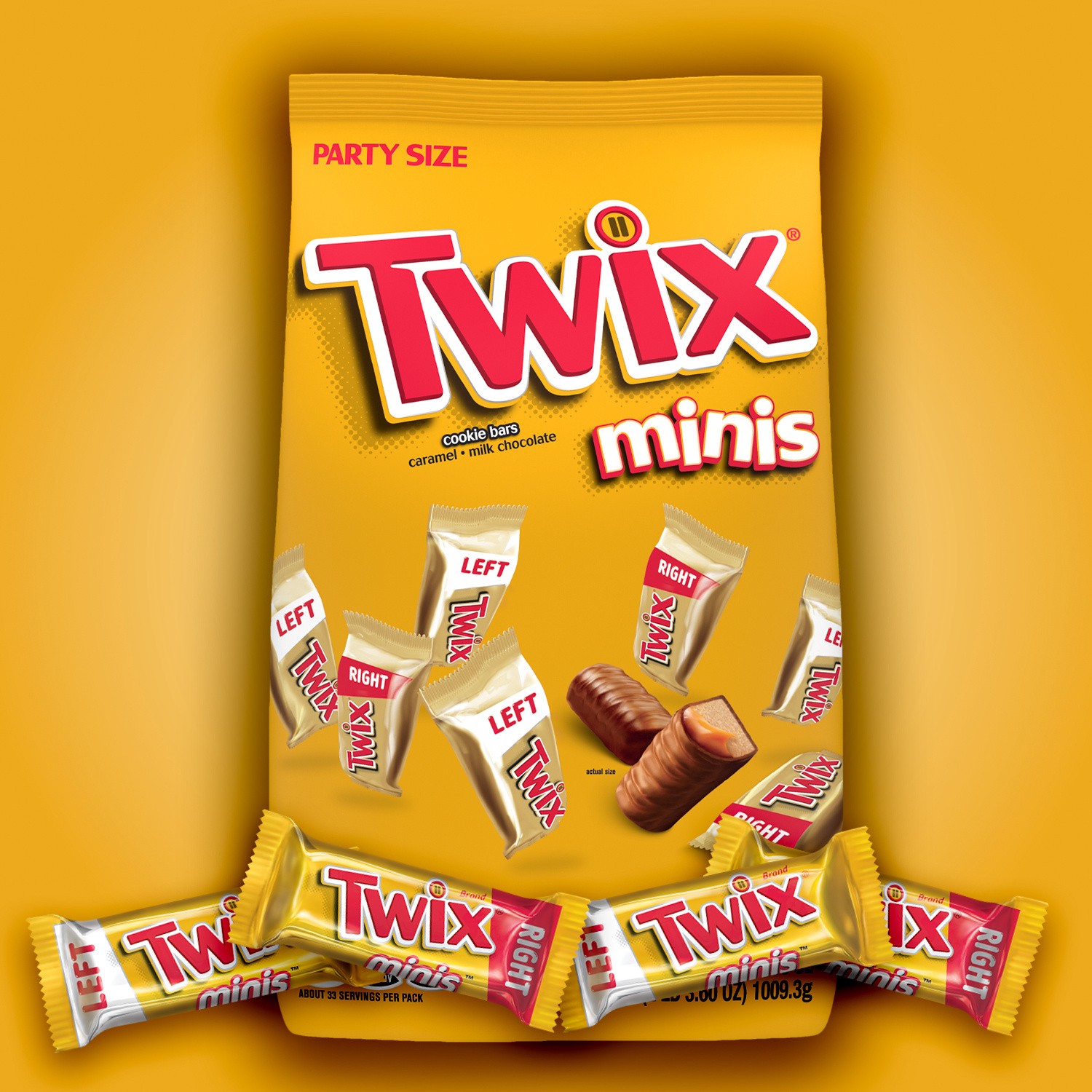 slide 4 of 8, TWIX Caramel Minis Size Chocolate Cookie Bar Candy Bag, , 95 pieces - 35.6 oz, 35.6 oz