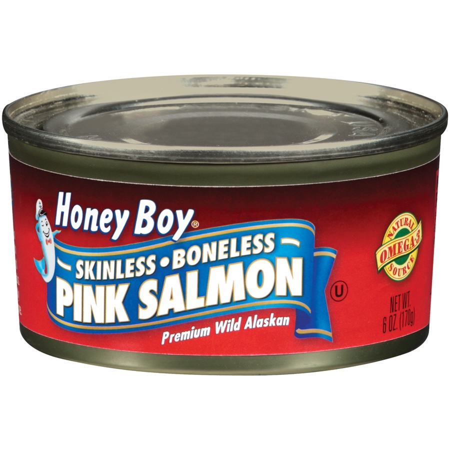 slide 1 of 1, Honey Boy Skinless & Boneless Pink Salmon, 6 oz
