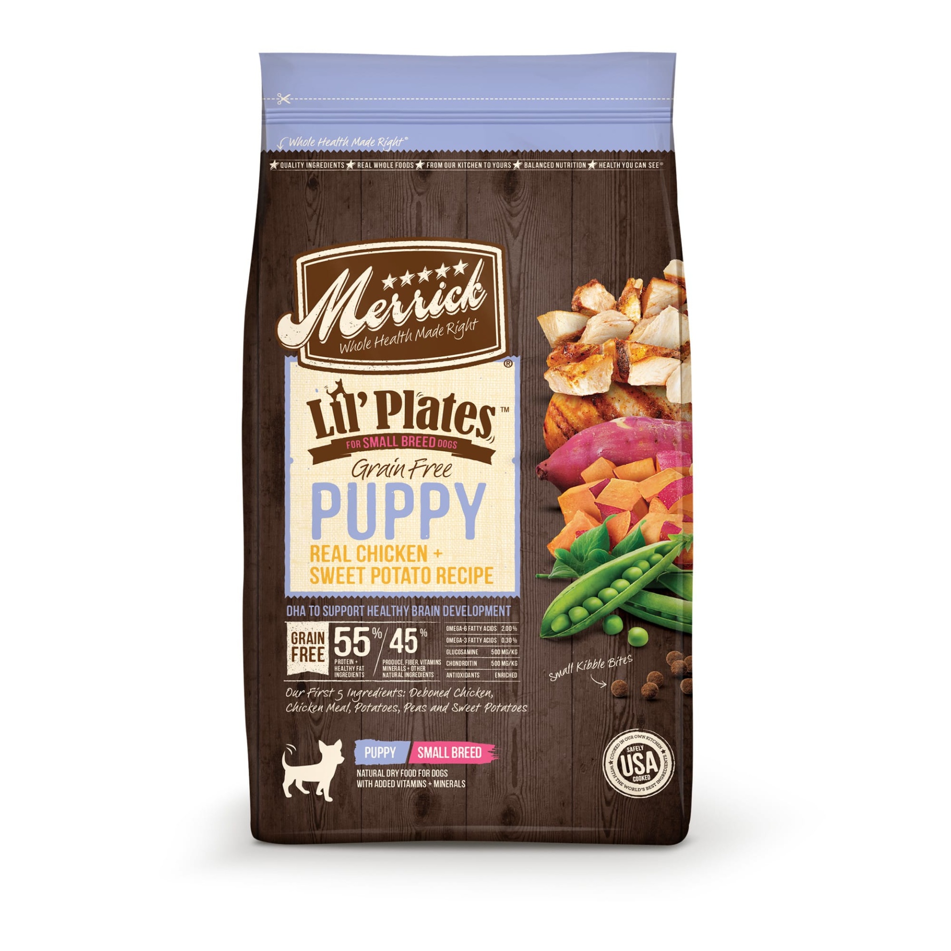 slide 1 of 1, Merrick Lil' Plates Grain Free Real Chicken + Sweet Potato Small Breed Dry Puppy Food, 12 lb