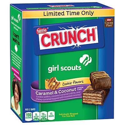 slide 1 of 1, Nestle Crunch Girl Scout Caramel And Coconut Cookie Candy Bars, 7.8 oz