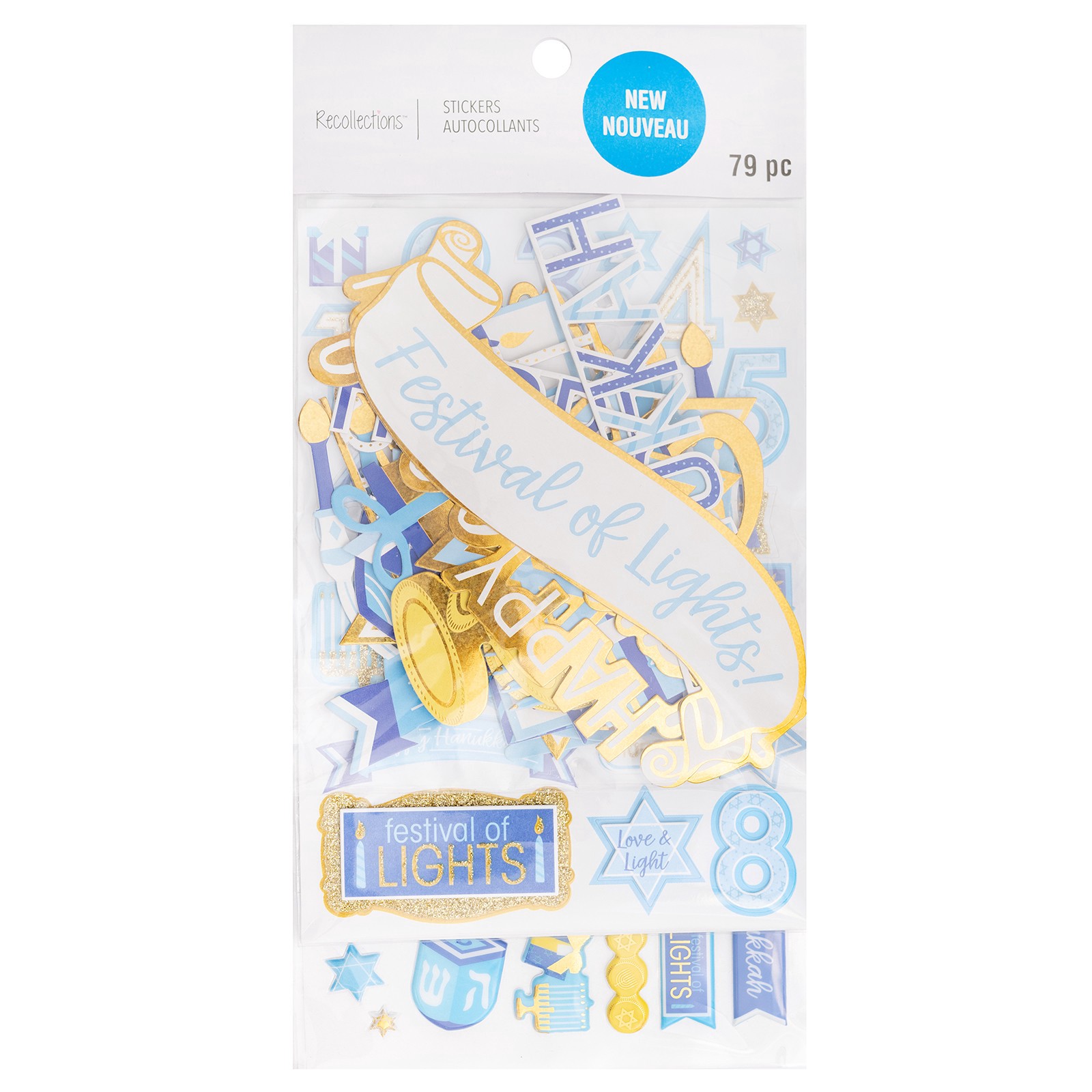 slide 2 of 3, Hanukkah Stickers By Recollections, 3.75 in x 6.75 in