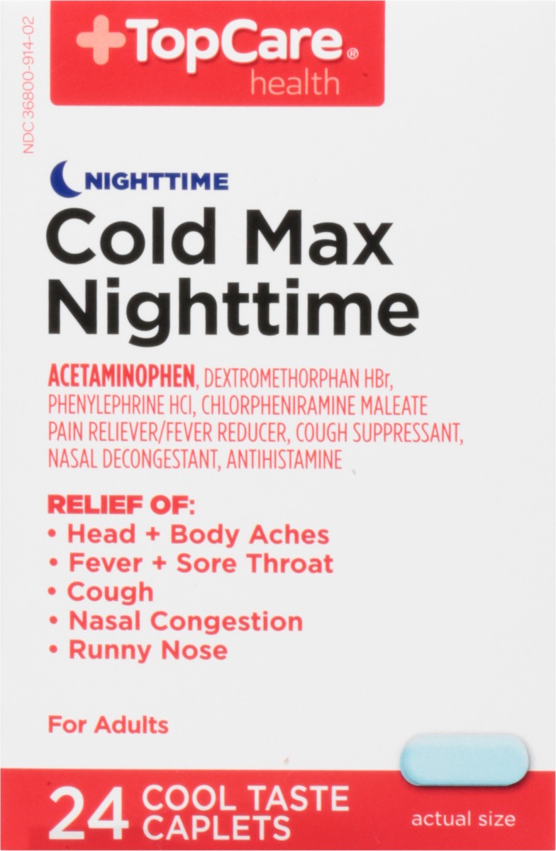 slide 2 of 17, TopCare Top Care Cold Multi-Symptom Nighttime, Cool Ice Caplets, 24 ct