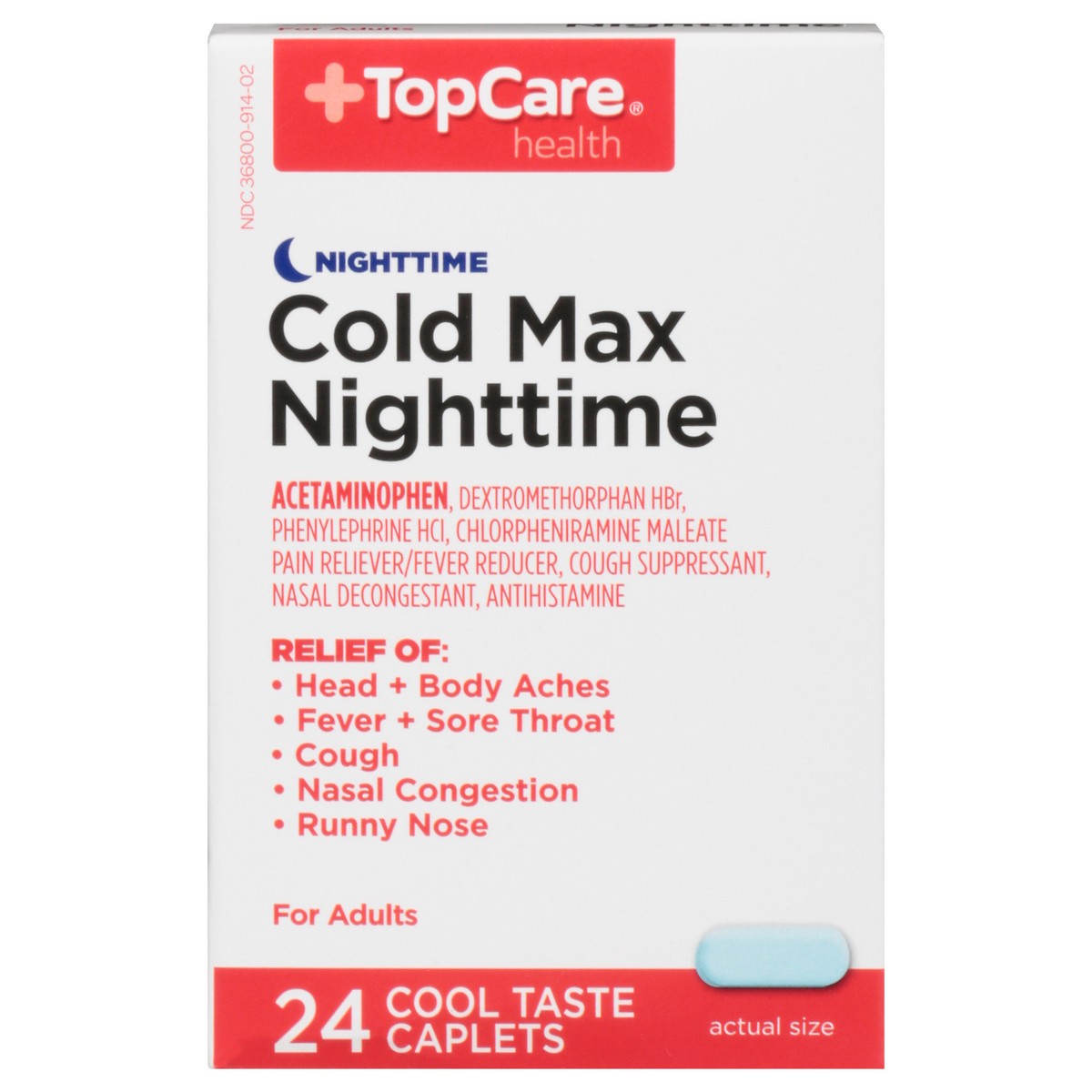 slide 11 of 17, TopCare Top Care Cold Multi-Symptom Nighttime, Cool Ice Caplets, 24 ct