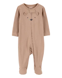 Carter's Baby Bear 2-Way Zip Ribbed Sleep & Play Pajamas - Brown