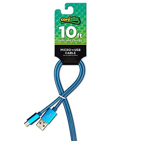 slide 1 of 1, Mobil Cordzilla Micro Usb To Usb A Cable - Various Colors 10Ft - Ea, 1 ct