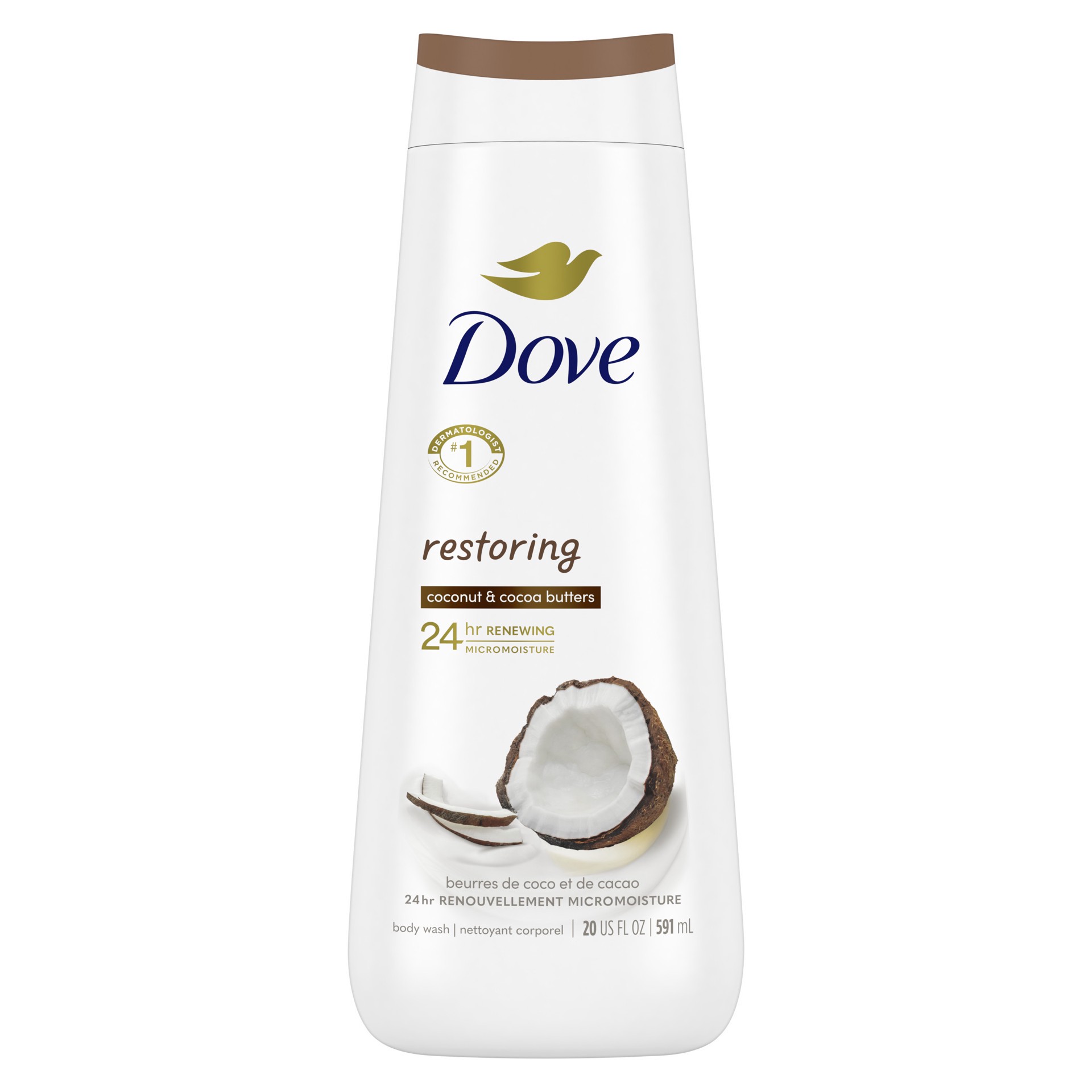 slide 1 of 91, Dove Body Wash Restoring Coconut & Cocoa Butter, 20 oz, 20 oz