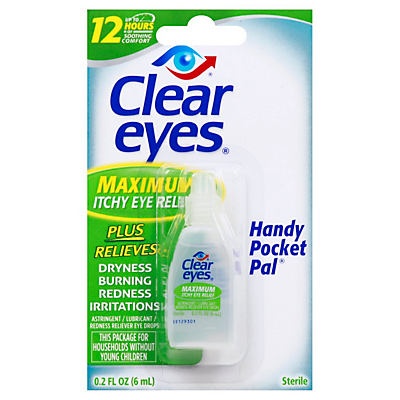 slide 1 of 1, Clear Eyes Maximum Itchy Eye Relief Handy Pocket Pal, 0.2 oz