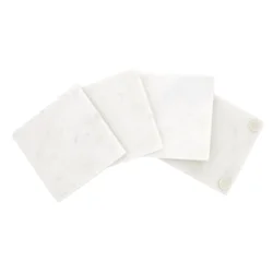 Kamenstein Square Marble Coaster Set White 4pc