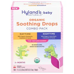 Hyland's Naturals Baby Organic 2+ Months Daytime/Nighttime Cherry Flavor Soothing Drops Combo Pack - 2 x 1 fl oz Bottles