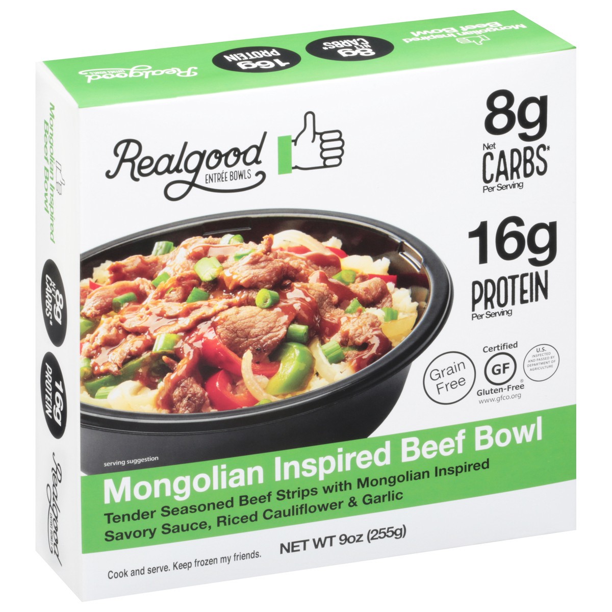 slide 2 of 9, Realgood Foods Co. Mongolian Inspired Beef Entree Bowl 9 oz, 9 oz