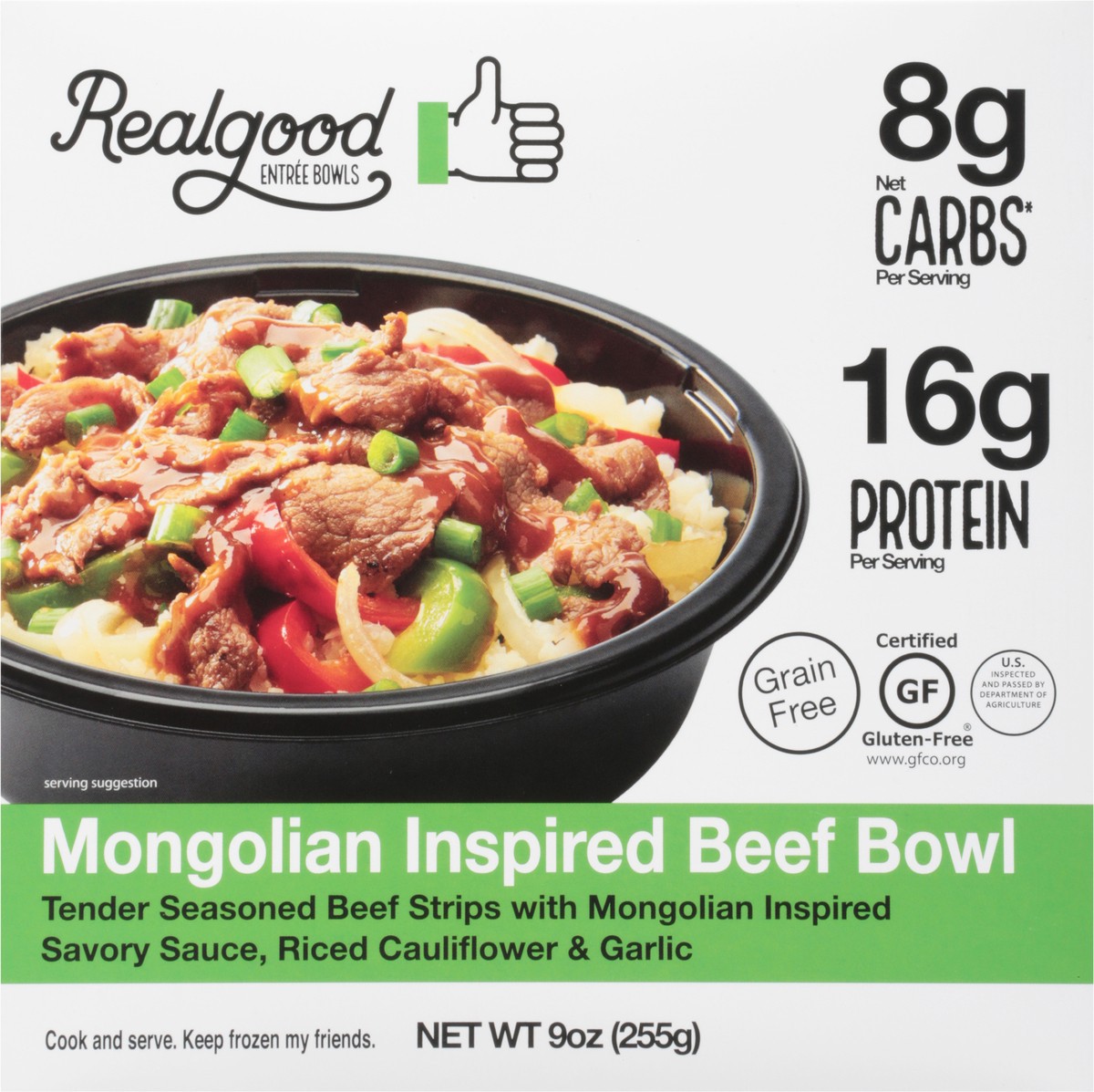 slide 6 of 9, Realgood Foods Co. Mongolian Inspired Beef Entree Bowl 9 oz, 9 oz