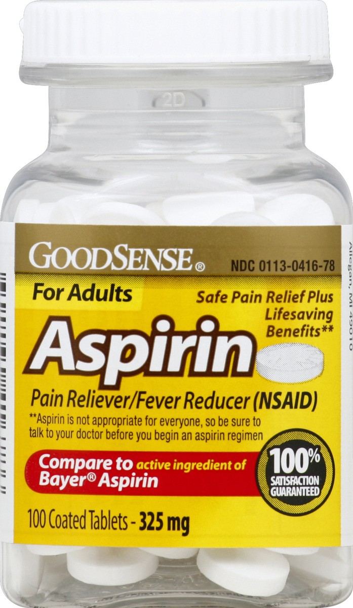 slide 1 of 8, Good Sense Aspirin 100 ea, 100 ct