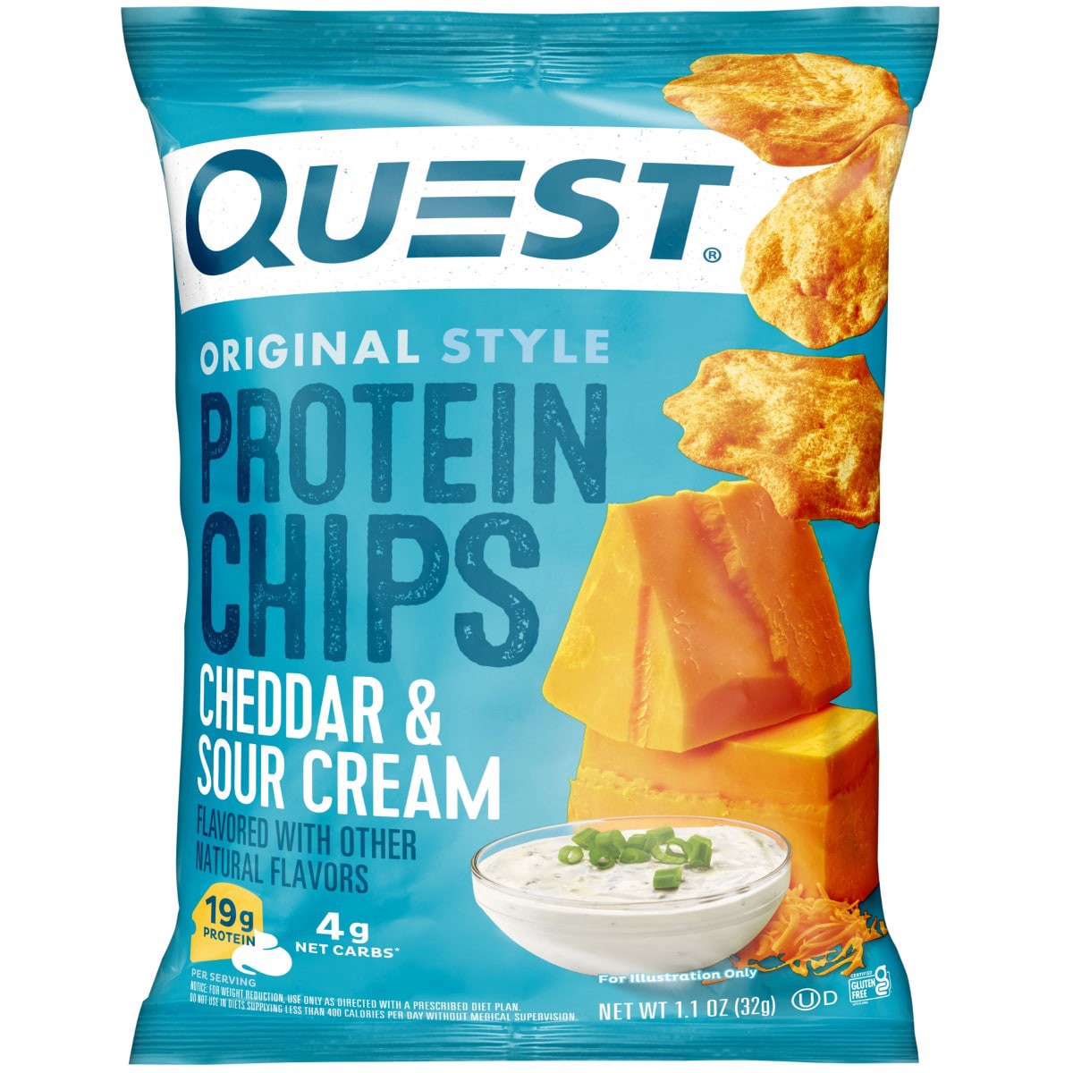 slide 1 of 5, Quest Cheddar & Sour Cream Protein Chips, 1.125 oz