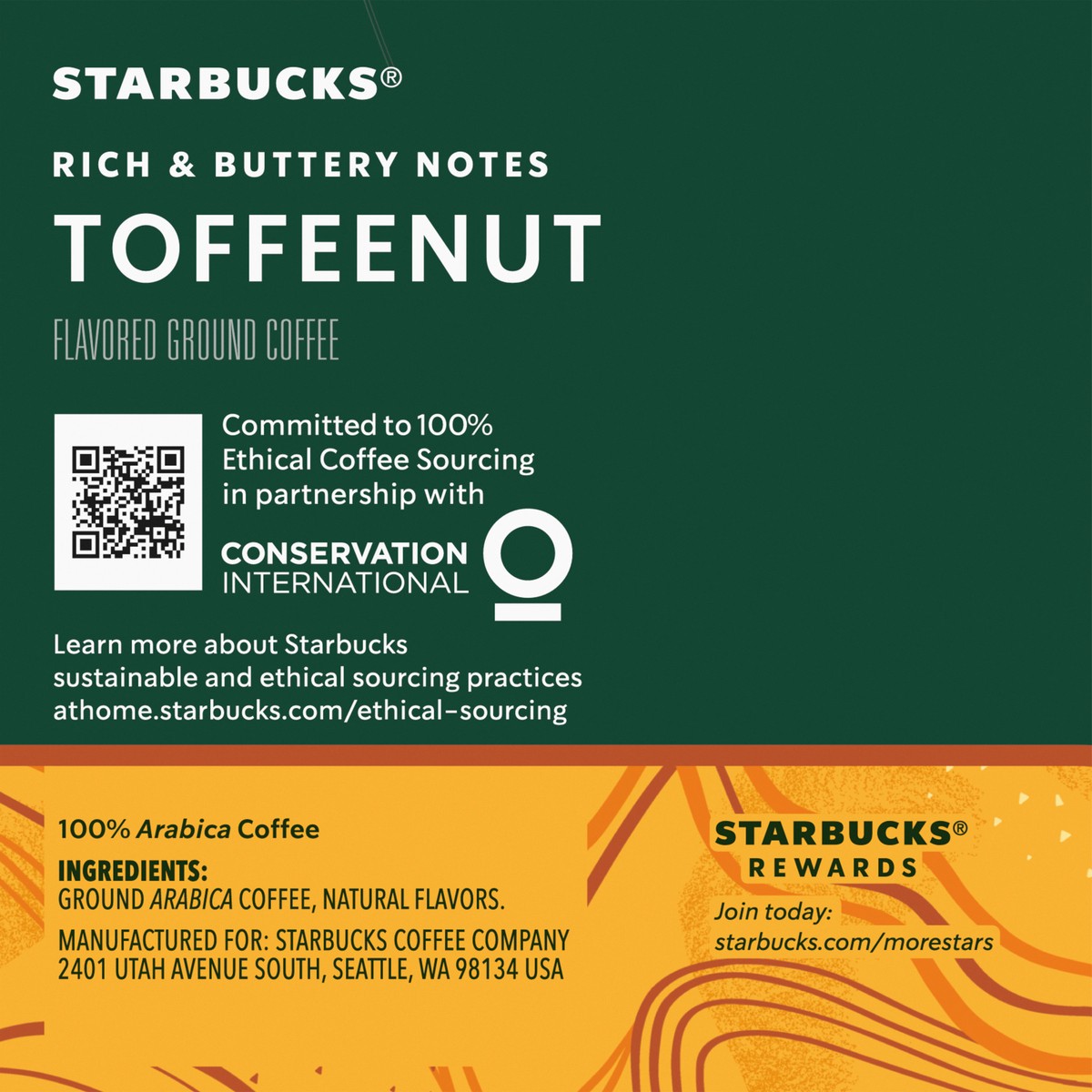 slide 2 of 9, Starbucks K-Cup Coffee Pods, Toffeenut Flavored Coffee, Naturally Flavored, 100% Arabica, 1 box (10 pods), 10 ct