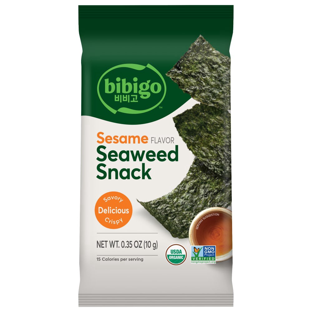 slide 1 of 3, Bibigo Sesame Seaweed Snack, 0.02 lb