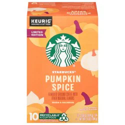 Starbucks Pumpkin Spice Ground Coffee 10 - 0.36 oz K-Cup Pods