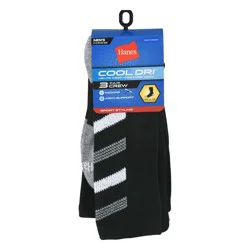 Hanes Cool Dri Men's Black Crew Socks 3 ea
