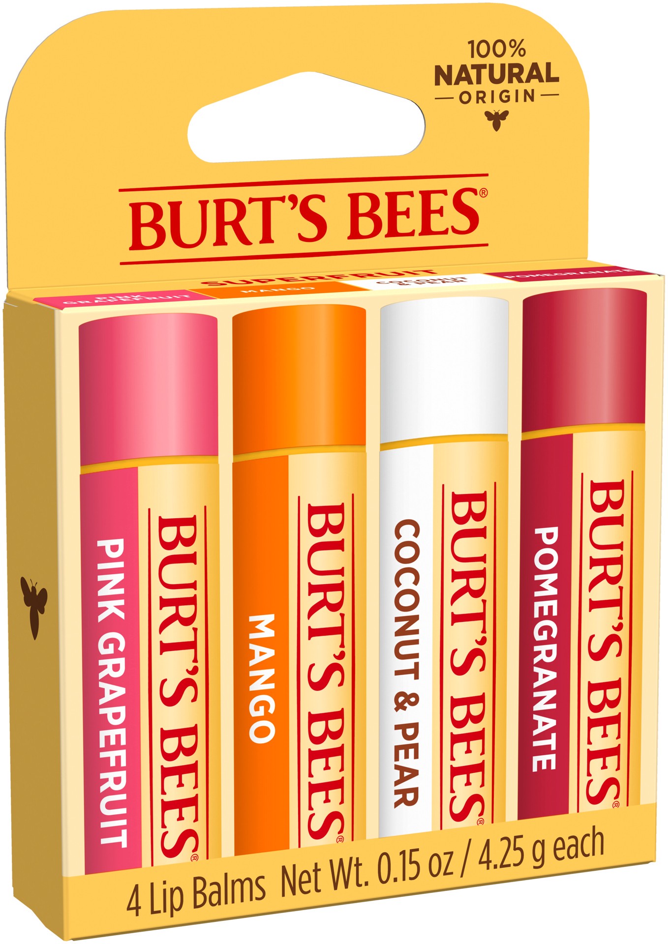 slide 2 of 5, Burt's Bees 100% Natural Moisturizing Lip Balm, Superfruit, 4 ct; 0.15 oz