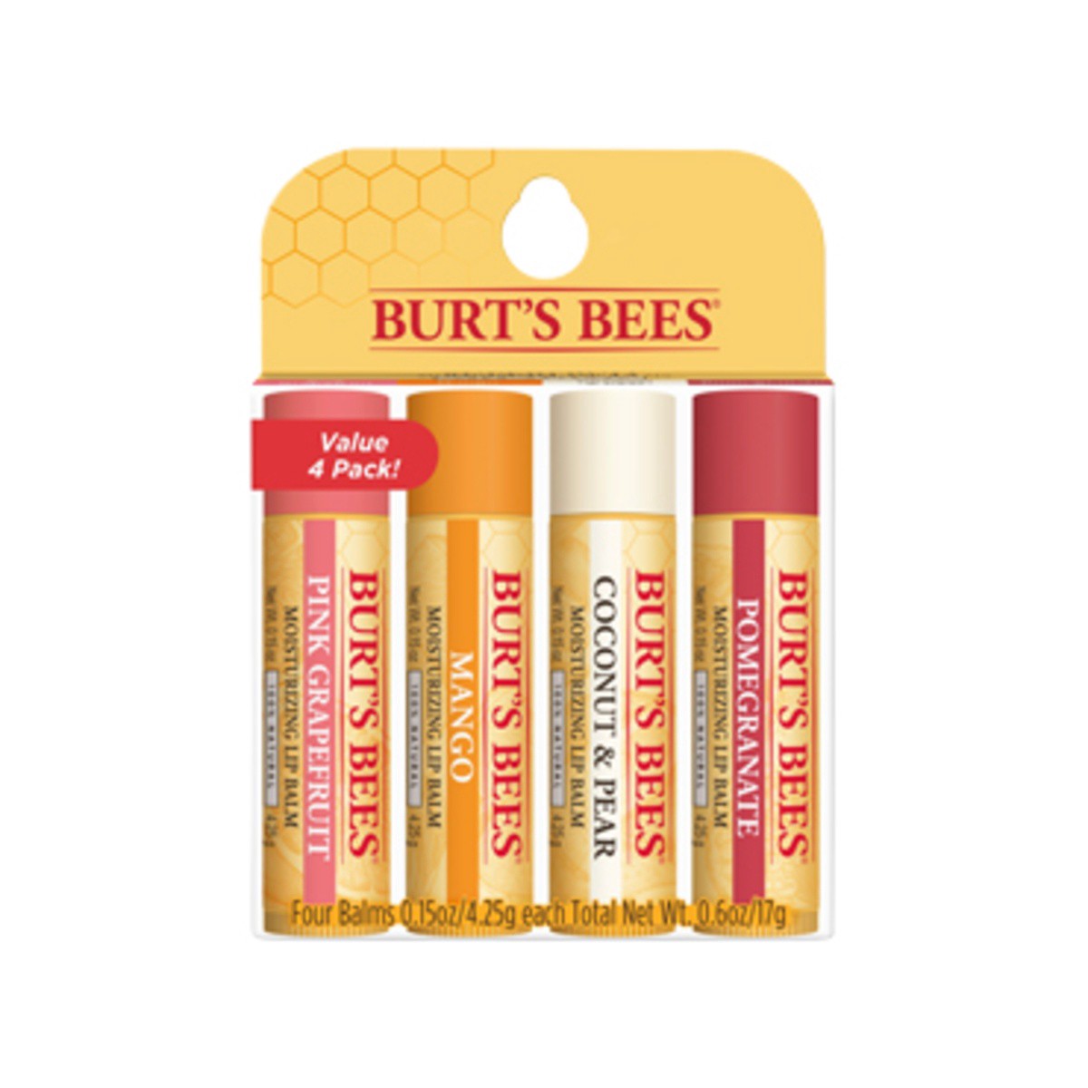 slide 1 of 5, Burt's Bees 100% Natural Moisturizing Lip Balm, Superfruit, 4 ct; 0.15 oz