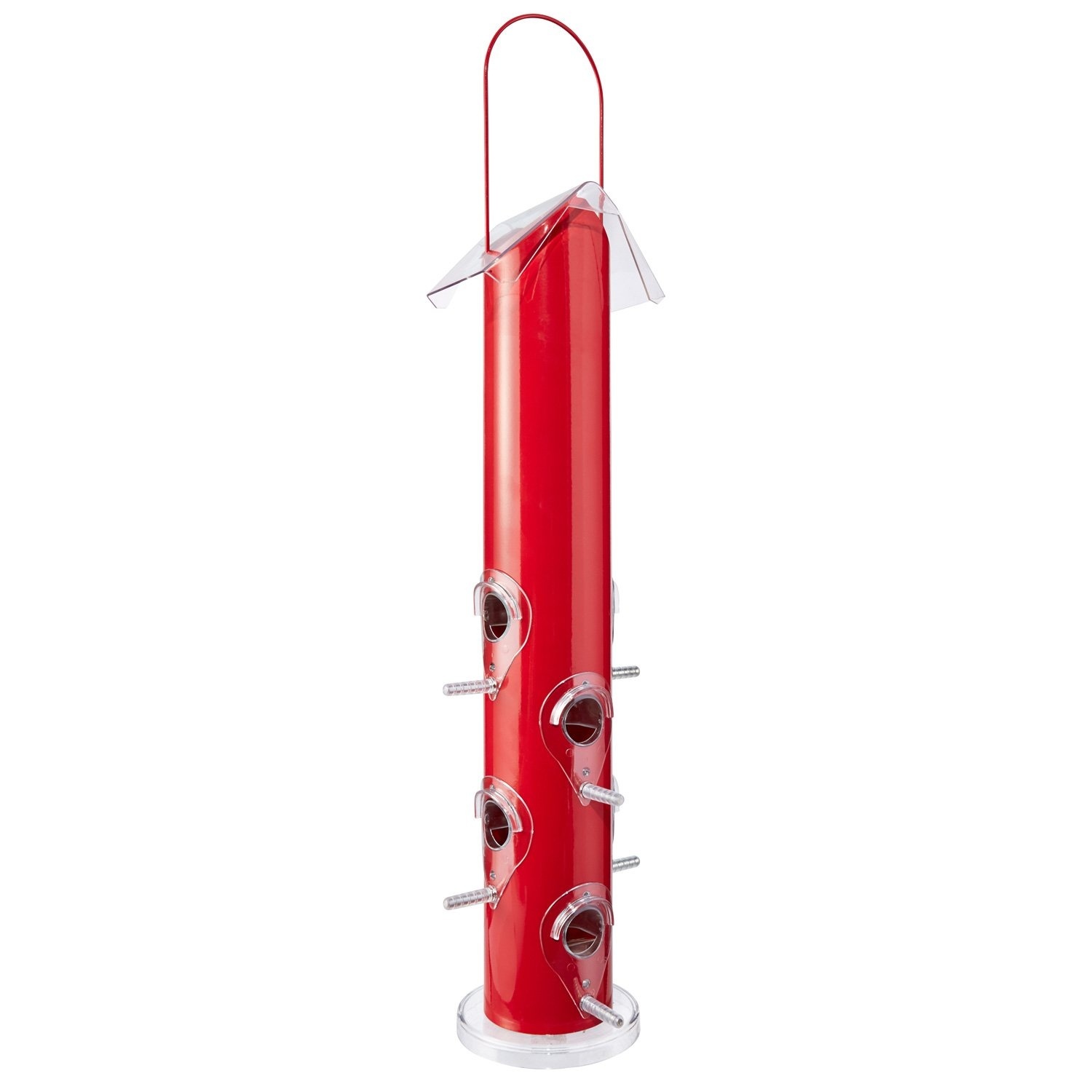 slide 1 of 1, Perky-Pet Red Metal Tube Wild Bird Feeder, 1 ct