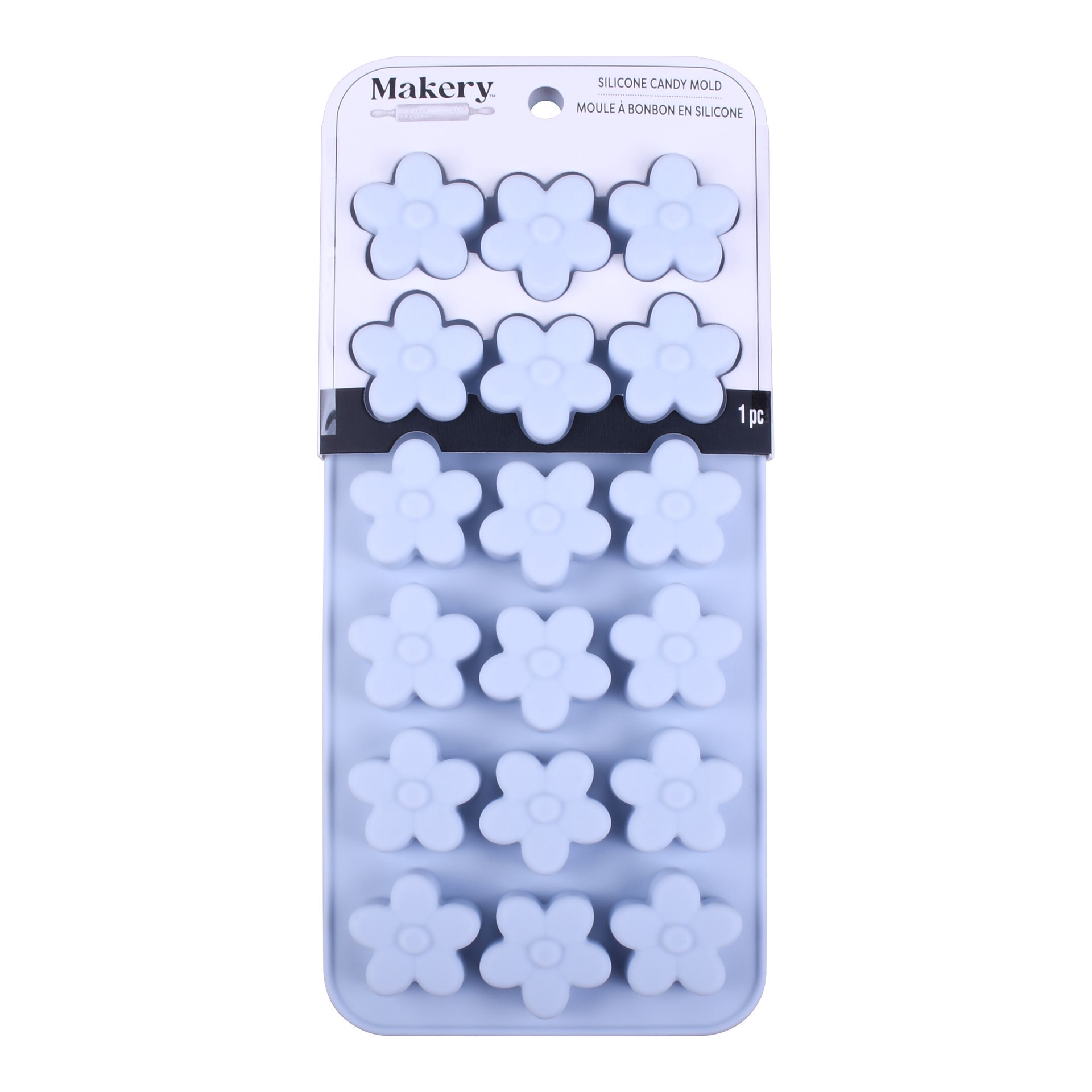 slide 4 of 4, Daisy Flower Silicone Candy Mold By Makery, 8.87 in x 0.59 in